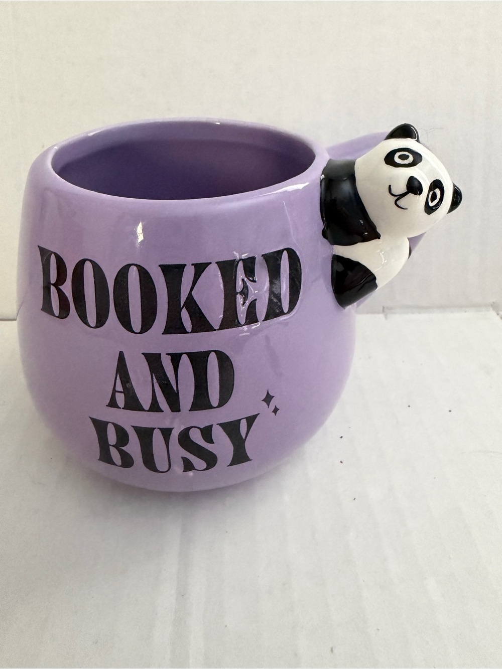 Thyme & Table Purple 'Booked and Busy' Ceramic Panda Accent Mug